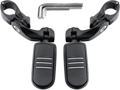 Vista 16 de TCT-MOTORPARTS Estriberas de pie de carretera de montaje largo para Harley Electra Glide, todo con protectores de motor de 1-1/4 pulgadas 1.25 Negro