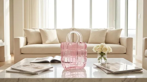 Vista 4 de Jarrón de cristal rosa - Diseño elegante para decoración del hogar, ideal para exhibir flores y artículos decorativos, adornos y plantas