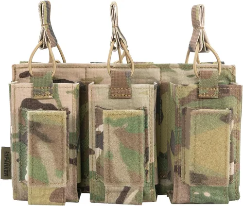 Vista 13 de EXCELENTE ELITE SPANKER - Funda de munición de tipo MOLLE con parte superior abierta, individual/doble/triple, para cargadores elásticos de rifle M4