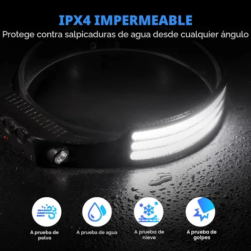 Vista 6 de DAWINSIE Linterna frontal LED recargable (2 unidades), lámpara de cabeza de haz ancho de 230° con sensor de movimiento, linterna impermeable