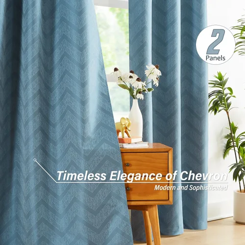 Vista 2 de Cortinas opacas para ventana de dormitorio o sala de estar, elegantes cortinas de ventana con patrón geométrico jacquard con respaldo blanco