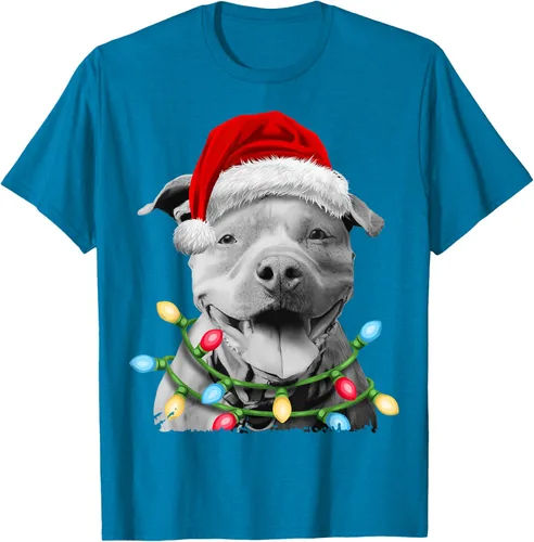 Vista 9 de Pit Bull Santa - Camiseta de perro con luces para árbol de Navidad para niños, Negro, S
