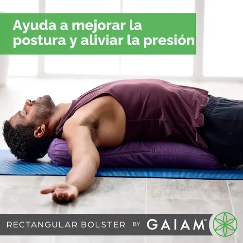 Vista 7 de Almohada Gaiam redonda para yoga, cojín suave para meditación, masaje y soporte de espalda, relleno de algodón transpirable, funda de microfibra
