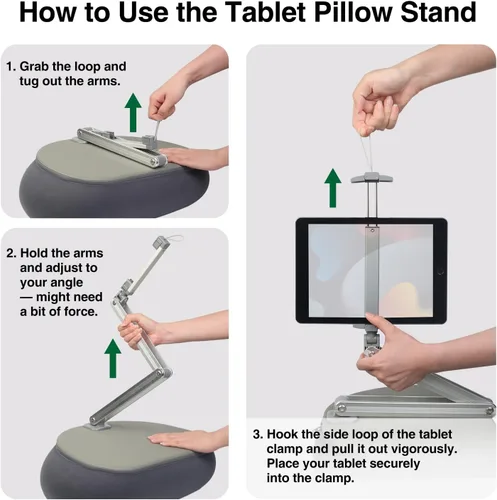 Vista 9 de elitehood Soporte de almohada alto para tableta, soporte de almohada ajustable para Kindle de brazo largo para leer en la cama, soporte de iPad