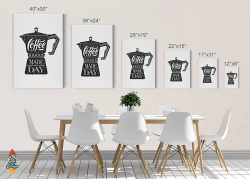 Vista 5 de HB Art Design Coffee Made My Day Black and White Retro Coffee Pot Canvas Print Wall Art Coffee Bar Decor Coffee Signs Kitchen Wall Decor Dining Room
