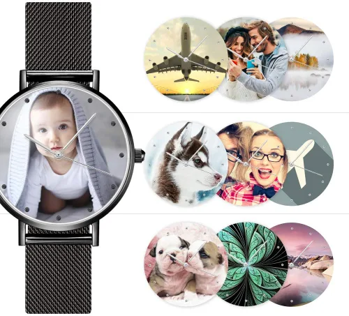 Vista 2 de Soufeel - Reloj de fotos personalizado para mujeres y hombres personalizados grabados relojes de pulsera personalizados de acero inoxidable regalo