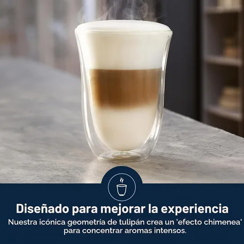 Vista 2 de De'Longhi Juego de 2 vasos térmicos de doble pared para café con leche, 2 unidades (Paquete de 1), transparente, 330 mililitros