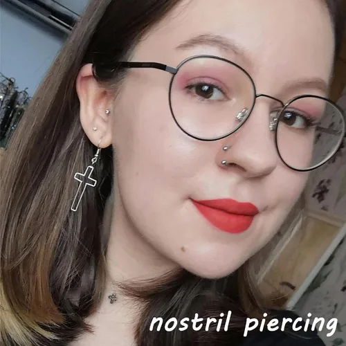 Vista 8 de Juego de 14 aros de acero quirúrgico de calibre 14161820 de 678910120.551 in, calibre 678910120.551 in, piercing para nariz, cartílago, rook