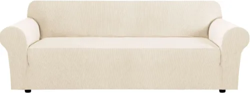 Vista 23 de H.VERSAILTEX Funda elástica para sofá, fundas suaves para muebles de 3 cojines, con tela jacquard gruesa a cuadros con parte inferior elástica, sofá