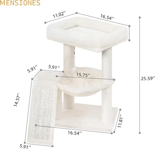 Vista 2 de YOUPET Árbol para gatos con poste para rascar para gatos de interior, torre para gatos con tablero para rascar y pelotas de juguete, torre de árbol