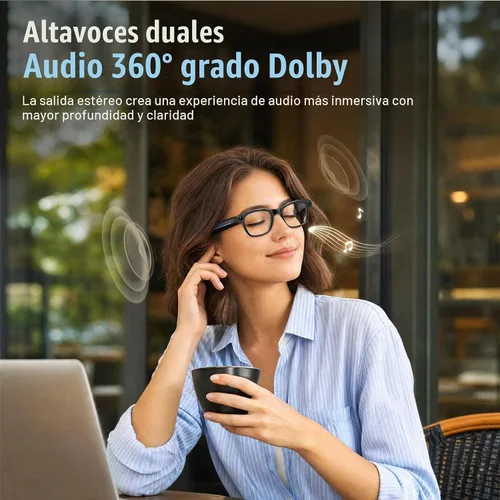 Vista 4 de Gafas inteligentes AI con cámara de 8 MP, traducción en tiempo real