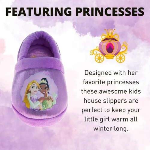 Vista 2 de DISNEY Pantuflas de princesa Encanto Cenicienta Ariel Jasmine Tianna para niñas ligeras cálidas cómodas suaves Aline Girls niños pequeños
