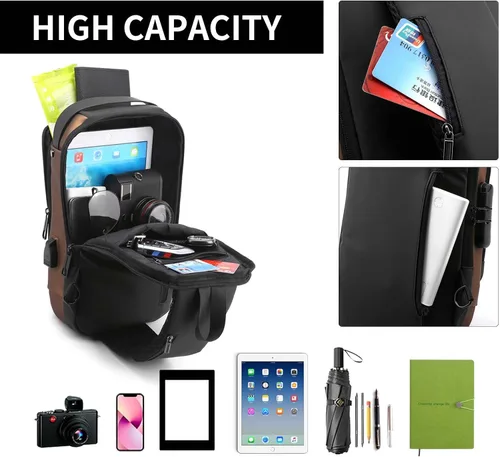 Vista 2 de HXUANYU Bolso cruzado antirrobo para hombre y mujer, bolso bandolera USB, bolsas de hombro cruzadas