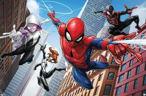 Vista 6 de Trends International Marvel Comics - Póster de pared de Spider-Man - Web Heroes, 14.725 x 22.375 pulgadas, versión enmarcada de madera de granero