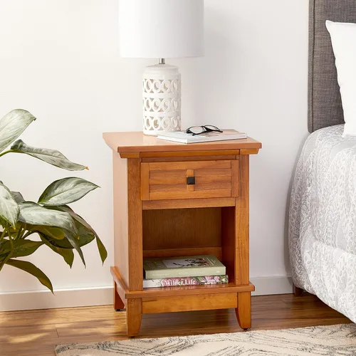 Vista 2 de Mesita de noche Home Styles Arts And Crafts, acabado blanco, Madera, Roble cottage