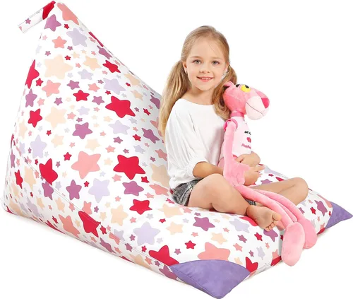Vista 7 de Aubliss - Sillón puf para almacenamiento de animales de peluche, adecuado para niños, niñas y adultos, sólo incluye la funda de puf, con cremallera
