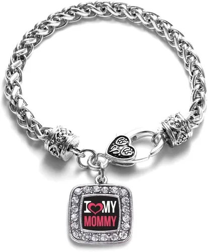 Vista 112 de Pulsera de dijes cuadrados de plata con joyería de circonita cúbica