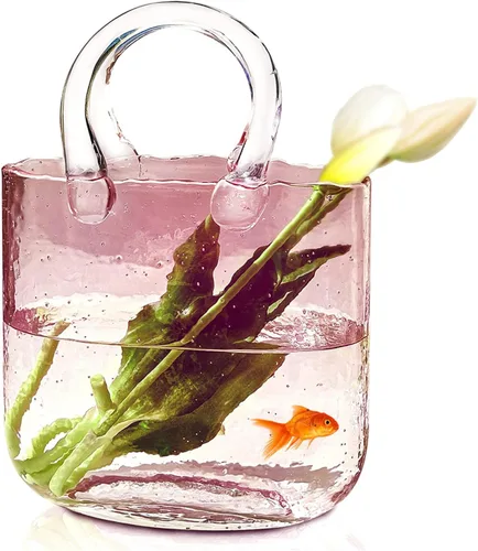 Vista 10 de Jarrón de vidrio transparente, florero de vidrio soplado a mano, florero de vidrio, jarrón de vidrio para decoración del hogar, sala de estar