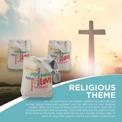 Vista 5 de Fun Express Fruit Of The Spirit - Bolsas de mano, juego de 12 bolsas de bienvenida para la iglesia, regalos y suministros religiosos, Varios