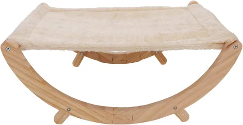 Vista 2 de Hamaca de madera para gatos, plegable y extraíble, transpirable y antideslizante, elevada para todas las estaciones, cama columpio adecuada