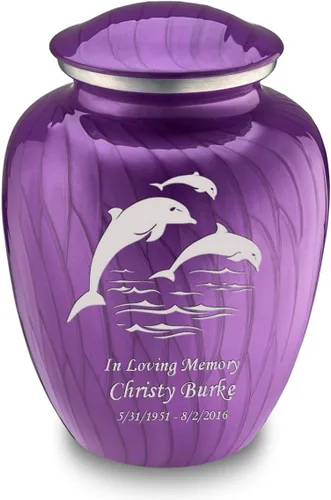 Vista 19 de Geturns Embrace - Urnas de cremación personalizadas de delfines para cenizas humanas, urna funeraria grande de color rojo brillante para mujeres