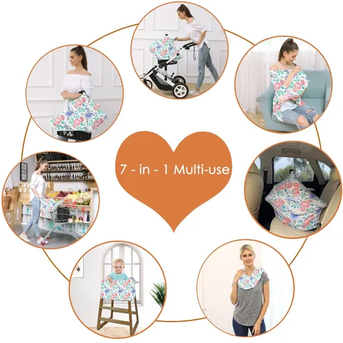 Vista 5 de Cubierta para asiento de coche para niños y niñas - Capota multiusos para lactancia, cochecito, cubierta para silla alta (Rosa)