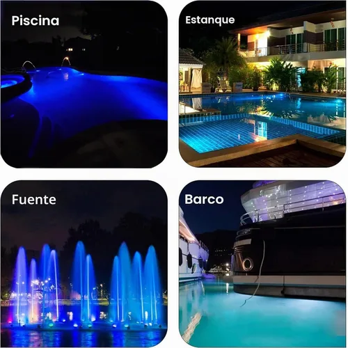 Vista 5 de luces subacuáticas de la piscina de 3W LED, luz del estanque IP68 12V Iluminación azul.