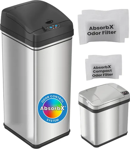 Vista 12 de iTouchless Latas de cocina con sensor automático sin contacto de 13 galones y 2.5 galones con sistema de control de olores, acero inoxidable