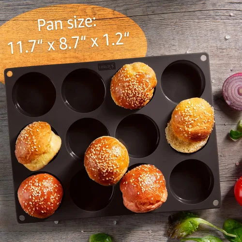 Vista 3 de LURCH Germany Flexiform - Molde para hornear panecillos de silicona antiadherente Molde perfecto para pasteles pequeños o pan 12 cavidades
