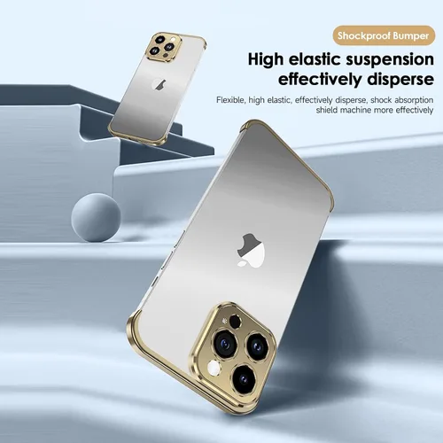 Vista 6 de Losin Funda compatible con iPhone 14 Pro con protector de lente de cámara, metal de aluminio, sin marco, diseño sin bordes, delgada y ligera, a