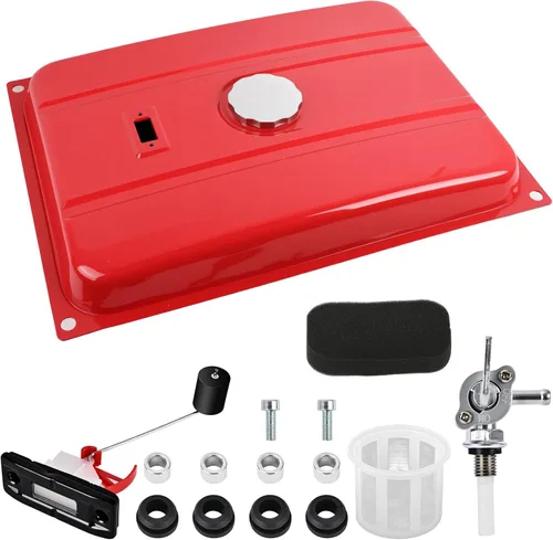 Vista 8 de Tanque de combustible de 5 galones para generador con filtro, medidor, tapa universal compatible con EC2500 (5 galones, rojo)
