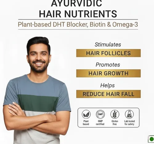 Vista 4 de Generic DHT Blocker - Vitaminas ayurvédicas para el cabello, sin gluten a base de plantas, biotina, omega-3 y semillas de lino, controla la caída