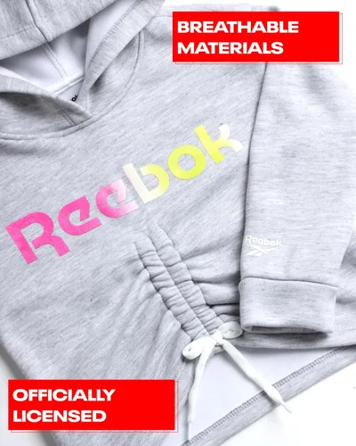 Vista 3 de Reebok Conjunto deportivo para niñas, sudadera de forro polar activo de 3 piezas, pantalones deportivos para correr, camiseta - Ropa deportiva