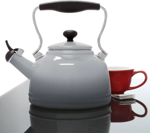 Vista 4 de Chantal Hervidor de té, serie vintage, esmalte sobre acero, silbato (gris desvanecido)