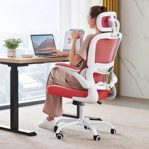 Vista 16 de TRALT - Silla de oficina ergonómica con soporte lumbar, color beige, 1