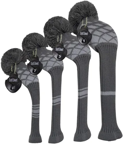 Vista 10 de Scott Edward Knit Wood Golf Club Head Covers 4 Pieces Knitted Item Fit Over Well Driver Wood(460cc) Fairway Wood and Hybrid(UT)