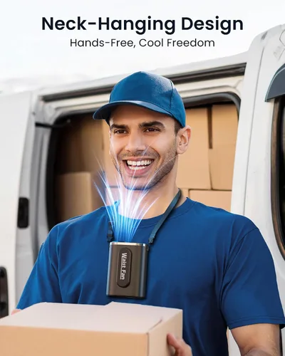Vista 6 de Koonie Mini ventilador portátil para cinturón de cintura, recargable, flujo de aire fuerte mejorado de 17500 RPM con 4 niveles de velocidad