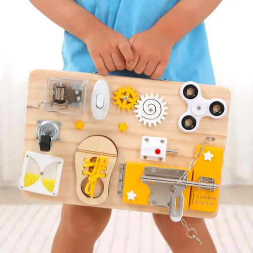 Vista 3 de Jumble Dream Tabla de actividades Montessori de madera para niños pequeños y juguetes educativos sensoriales para actividades para autismo y TDAH