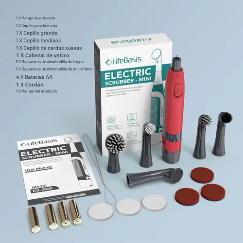 Vista 9 de LifeBasis Cepillo de Limpieza Eléctrico Inalámbrico, Mini Fregadora Eléctrica para Limpiar Lechada Impermeable con 5 Cabezales de Cepillo para Baño