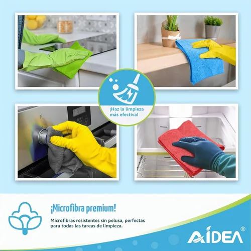 Vista 7 de AIDEA Paño de limpieza de microfibra azul, paquete de 50 trapos suaves y absorbentes, toallas de microfibra para automóviles, toallas de cocina