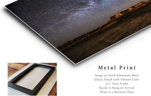 Vista 2 de Night Sky Wall Art (Ready to Hang) Aluminum Metal Print of Milky Way Spanning Sky Over Mesa in Arizona Desert Photography Southwest Decor (8" x 10")