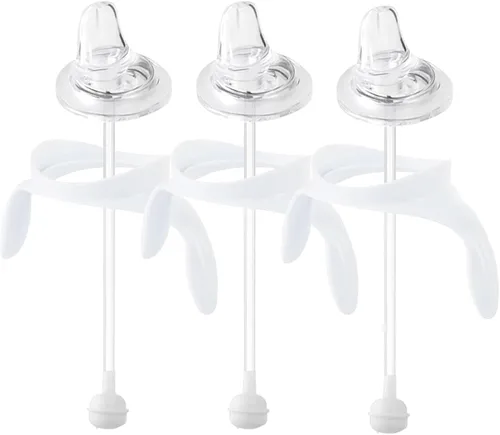 Vista 7 de Kit de conversión de vasos con popote para biberones anticólicos Philips Avent, tapa suave y popote con peso, kit de transición con asas, paquete
