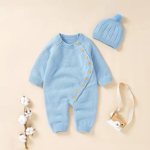 Vista 5 de Ursobutegl Conjunto de suéter de punto para bebé recién nacido con suéter de manga larga con gorro cálido