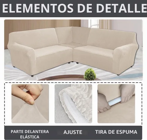 Vista 4 de MIFXIN Fundas para sofá modular de esquina de 5 plazas en forma de L, 3 piezas, terciopelo elástico, suave, lavable, protector de sofá para sofás