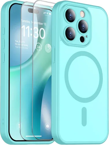 Vista 289 de SPIDERCASE Funda magnética translúcida diseñada para iPhone 11, con 2 protectores de pantalla de vidrio templado, antihuellas, para iPhone 11 de 6.1