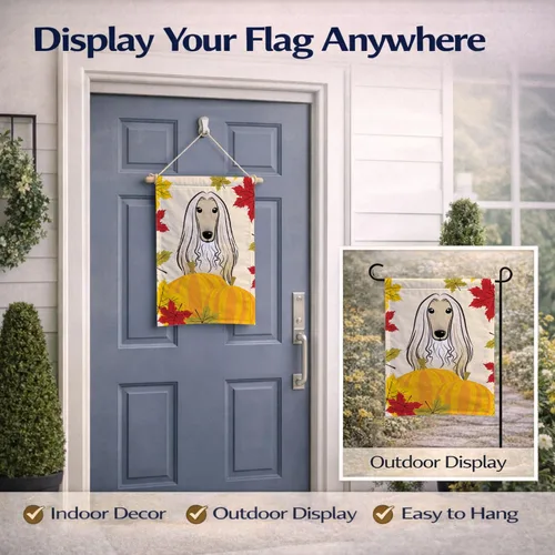 Vista 8 de Caroline's Treasures BB2050GF - Bandera decorativa para jardín de Acción de Gracias con sabueso afgano para patio exterior, jardín, jardín