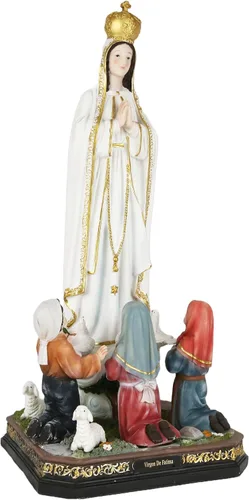 Vista 2 de Cannan Virgen De Fátima Con Pastorcitos 24" Patrona De Devotos Del Inmaculado Corazón De María Figura Religiosa Nuestra Señora de Fátima