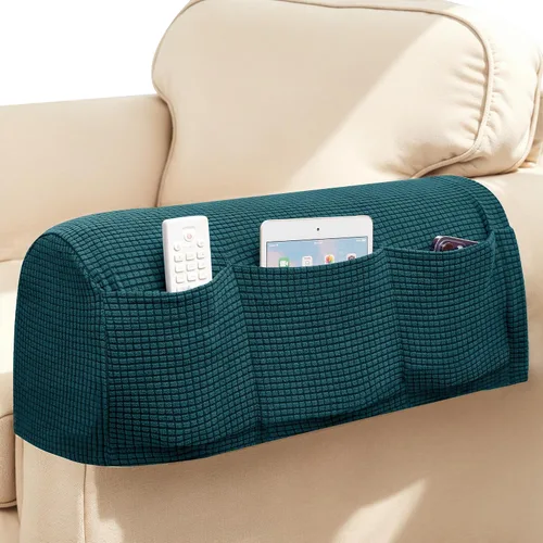 Vista 33 de SUBRTEX Juego de 2 fundas elásticas para brazos de sofá, fundas a cuadros para brazos de sofá, fundas antideslizantes para reposabrazos de Negro