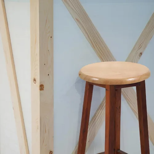 Vista 8 de Veemoon Taburete redondo de madera de repuesto para silla de bar resistente, taburete de madera maciza, almohadillas pequeñas de tacto suave