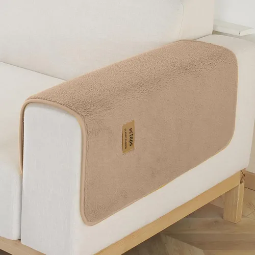 Vista 2 de vctops Fundas para sofá de forro polar sherpa, funda de sofá modular de felpa súper suave y cálida, funda antideslizante de lujo, protector de Café
